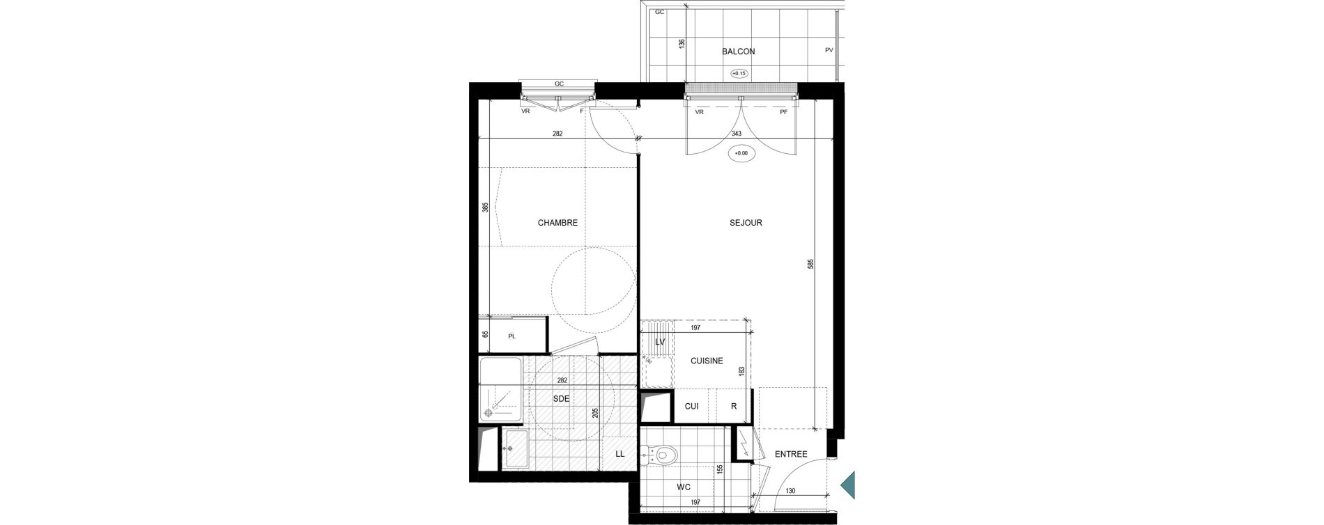 Appartement T2 de 42,31 m2 &agrave; Villiers-Le-Bel Village - val roger
