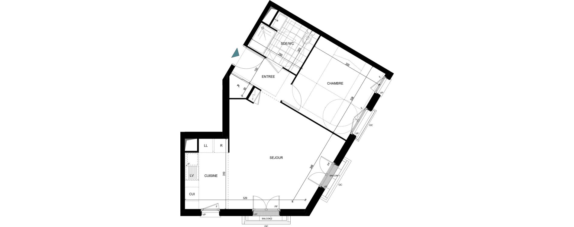 Appartement T2 de 44,96 m2 &agrave; Villiers-Le-Bel Village - val roger
