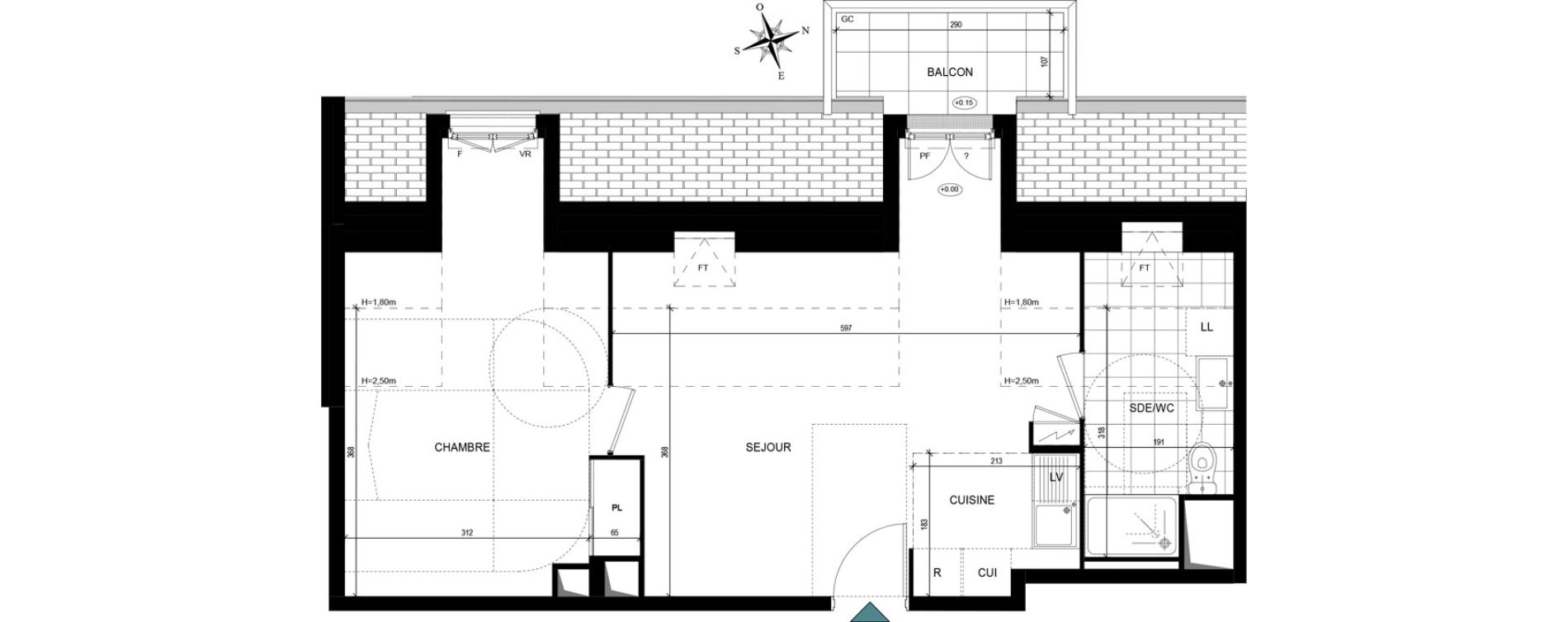 Appartement T2 de 44,33 m2 &agrave; Villiers-Le-Bel Village - val roger