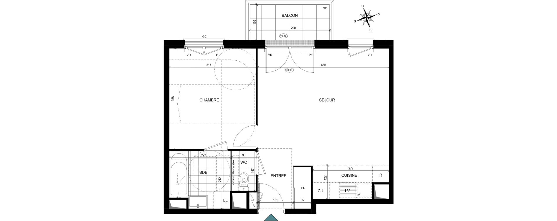 Appartement T2 de 44,05 m2 &agrave; Villiers-Le-Bel Village - val roger