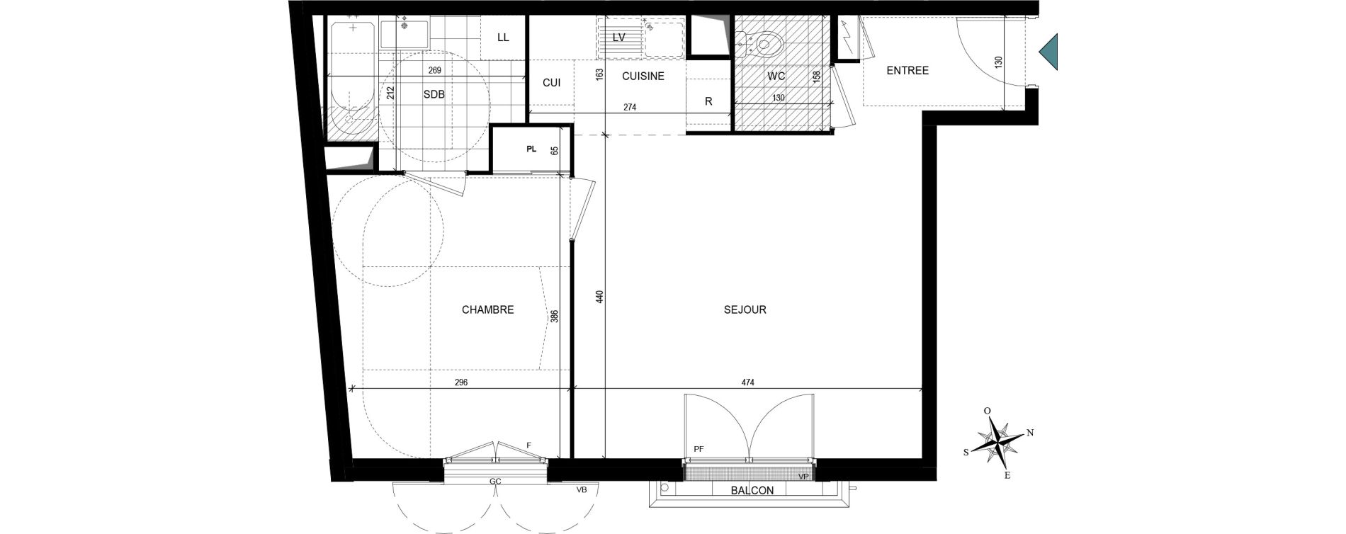 Appartement T2 de 48,34 m2 &agrave; Villiers-Le-Bel Village - val roger