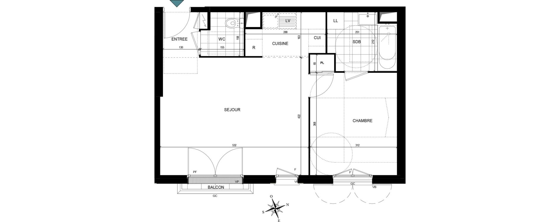 Appartement T2 de 47,74 m2 &agrave; Villiers-Le-Bel Village - val roger