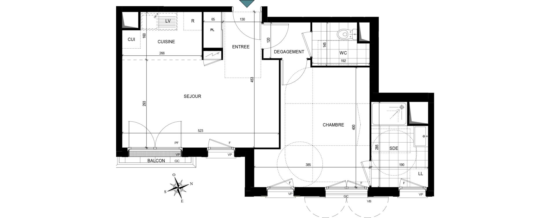 Appartement T2 de 44,53 m2 &agrave; Villiers-Le-Bel Village - val roger