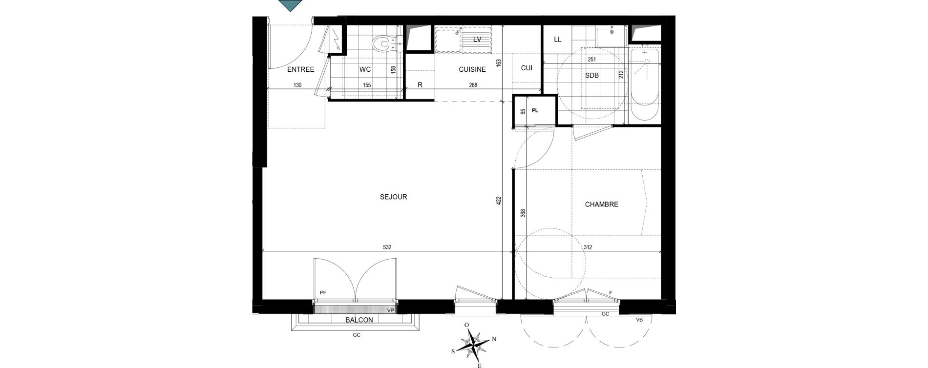 Appartement T2 de 47,74 m2 &agrave; Villiers-Le-Bel Village - val roger