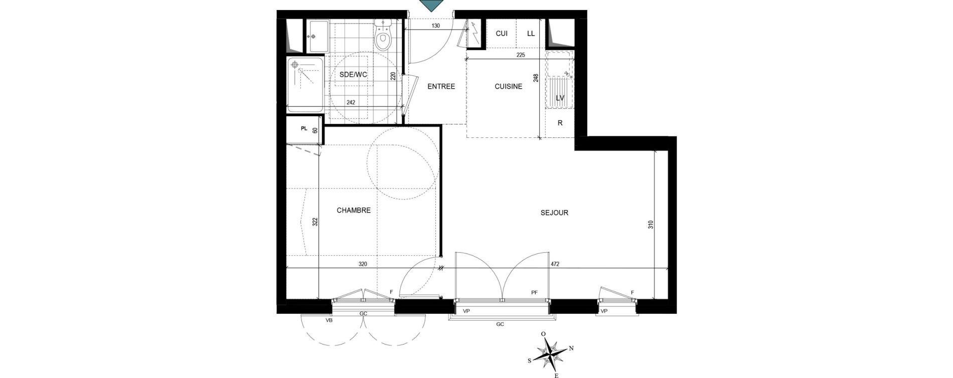 Appartement T2 de 39,77 m2 &agrave; Villiers-Le-Bel Village - val roger