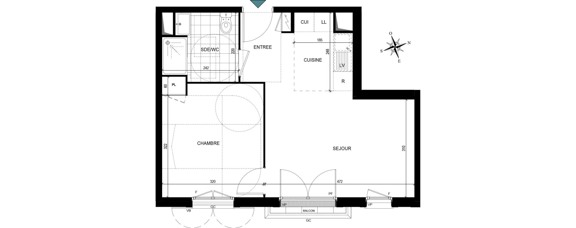 Appartement T2 de 39,81 m2 &agrave; Villiers-Le-Bel Village - val roger