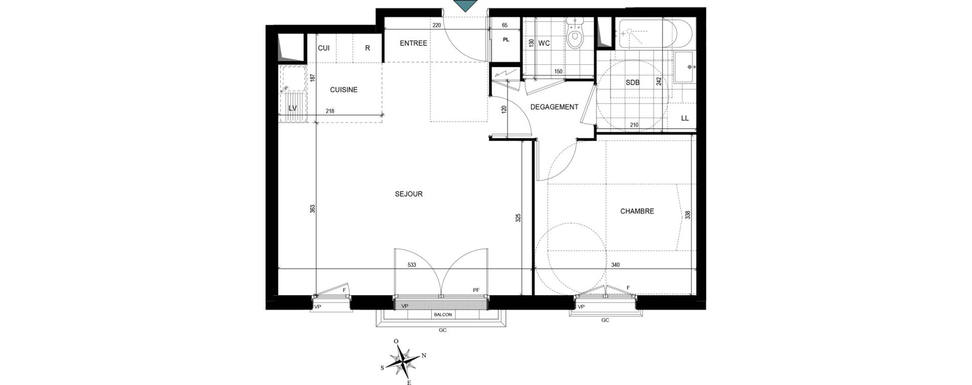 Appartement T2 de 48,92 m2 &agrave; Villiers-Le-Bel Village - val roger
