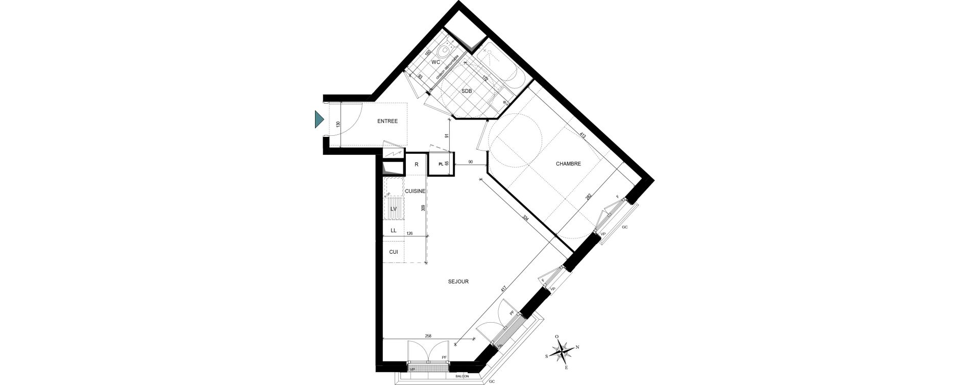 Appartement T2 de 45,77 m2 &agrave; Villiers-Le-Bel Village - val roger