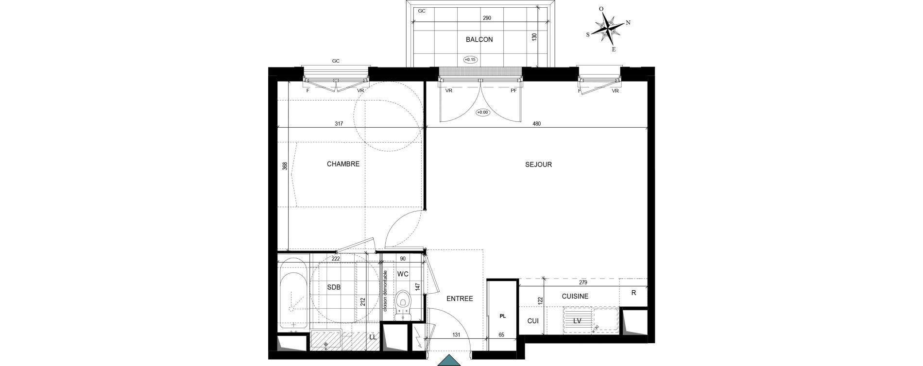 Appartement T2 de 44,05 m2 &agrave; Villiers-Le-Bel Village - val roger