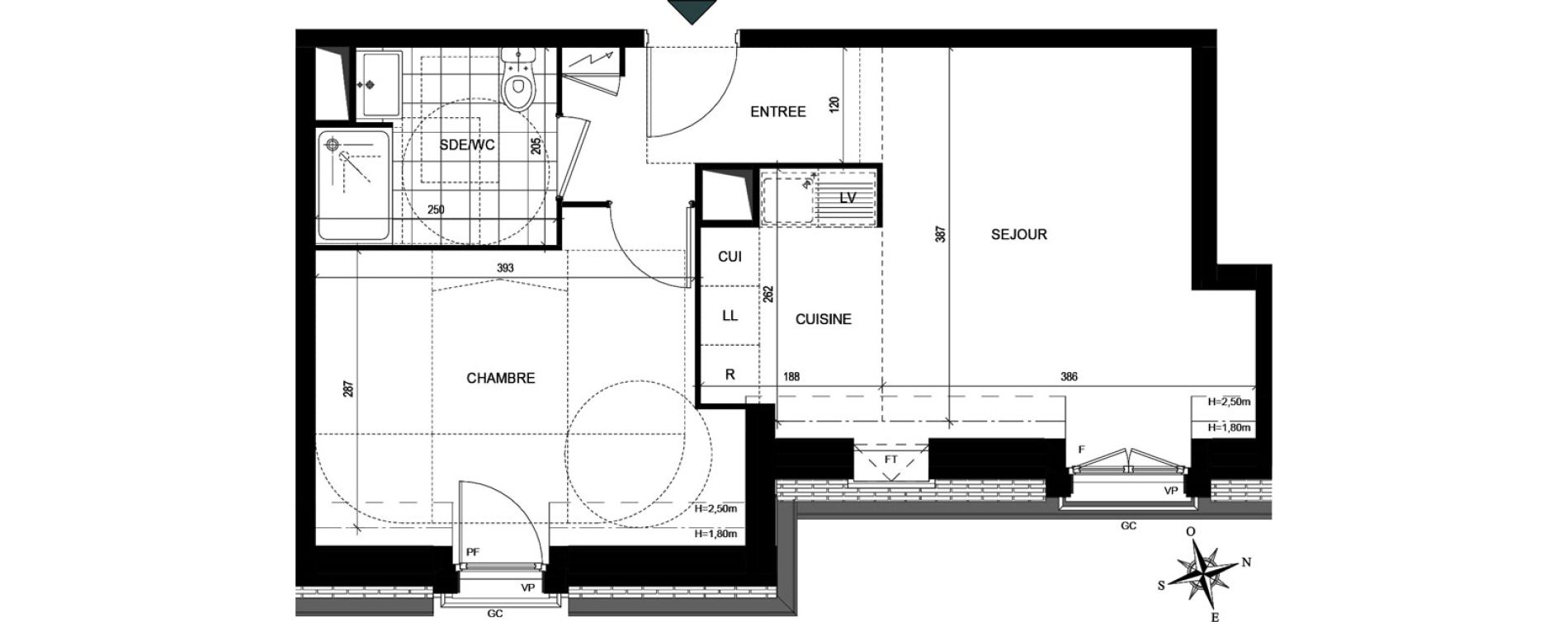 Appartement T2 de 40,33 m2 &agrave; Villiers-Le-Bel Village - val roger