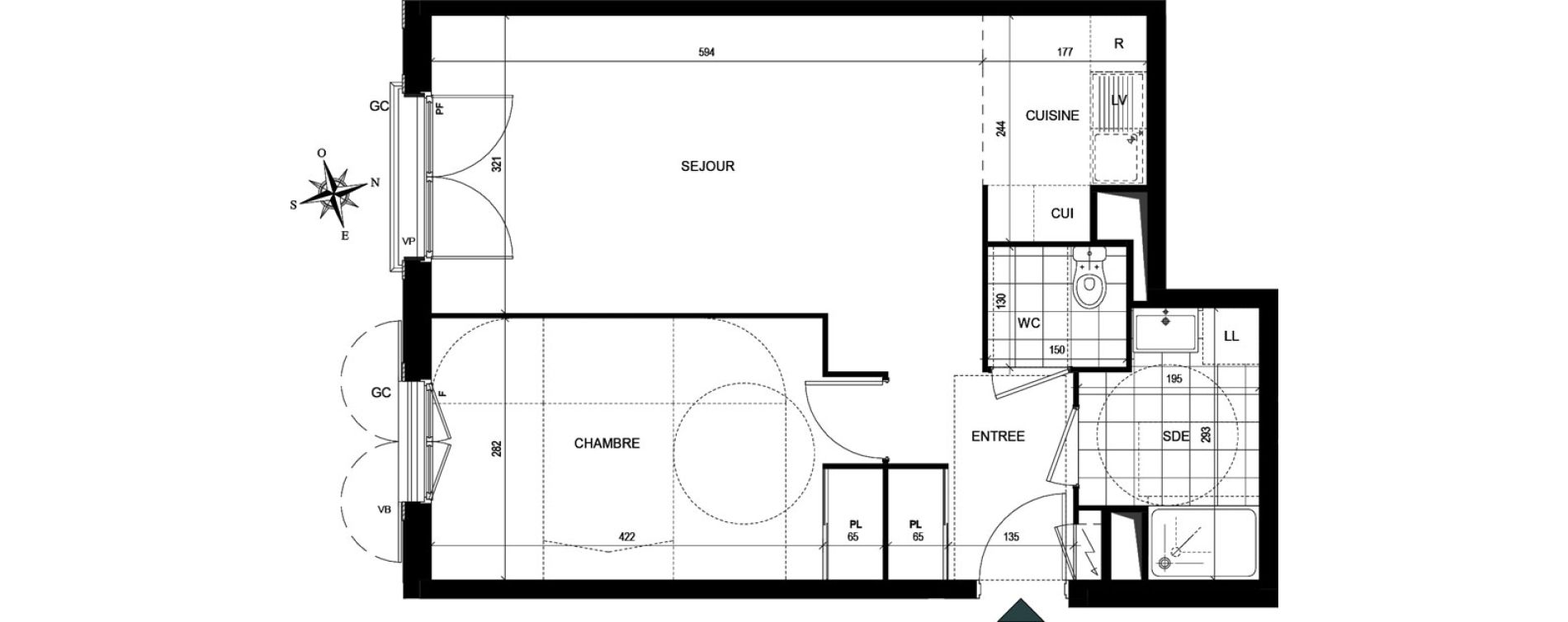 Appartement T2 de 48,45 m2 &agrave; Villiers-Le-Bel Village - val roger