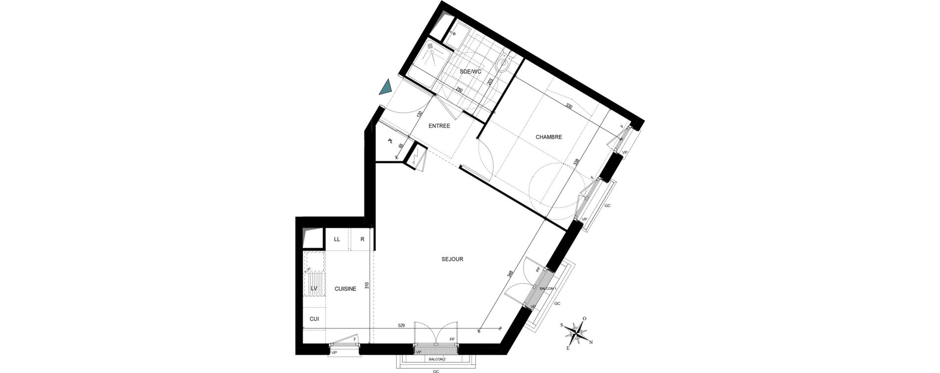 Appartement T2 de 44,96 m2 &agrave; Villiers-Le-Bel Village - val roger