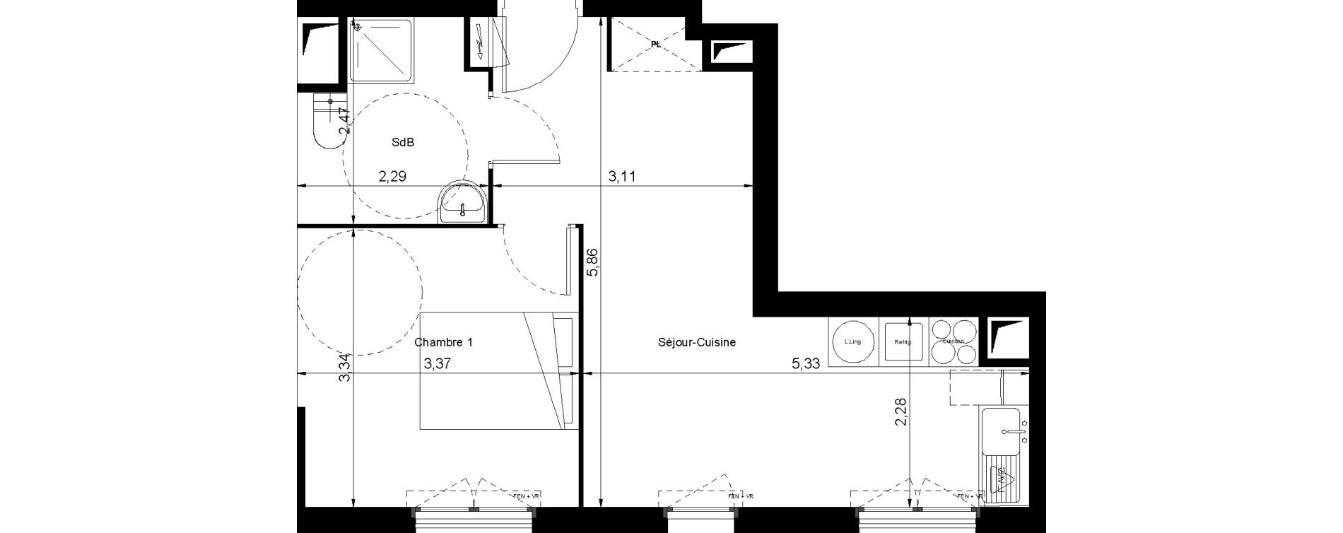 Appartement T2 de 37,25 m2 &agrave; Villiers-Le-Bel Centre
