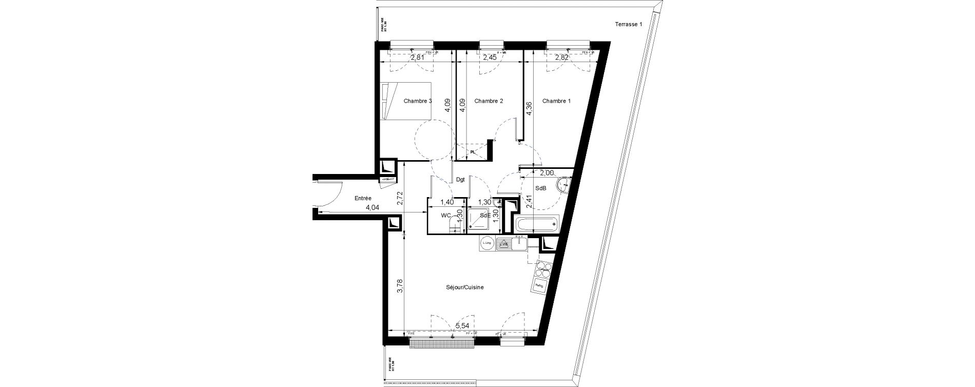 Appartement T4 de 72,55 m2 &agrave; Villiers-Le-Bel Centre