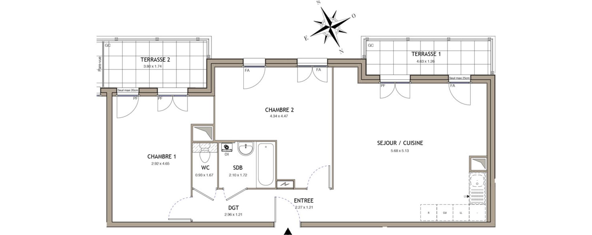 Appartement T3 de 70,34 m2 &agrave; Villiers-Le-Bel Village - val roger