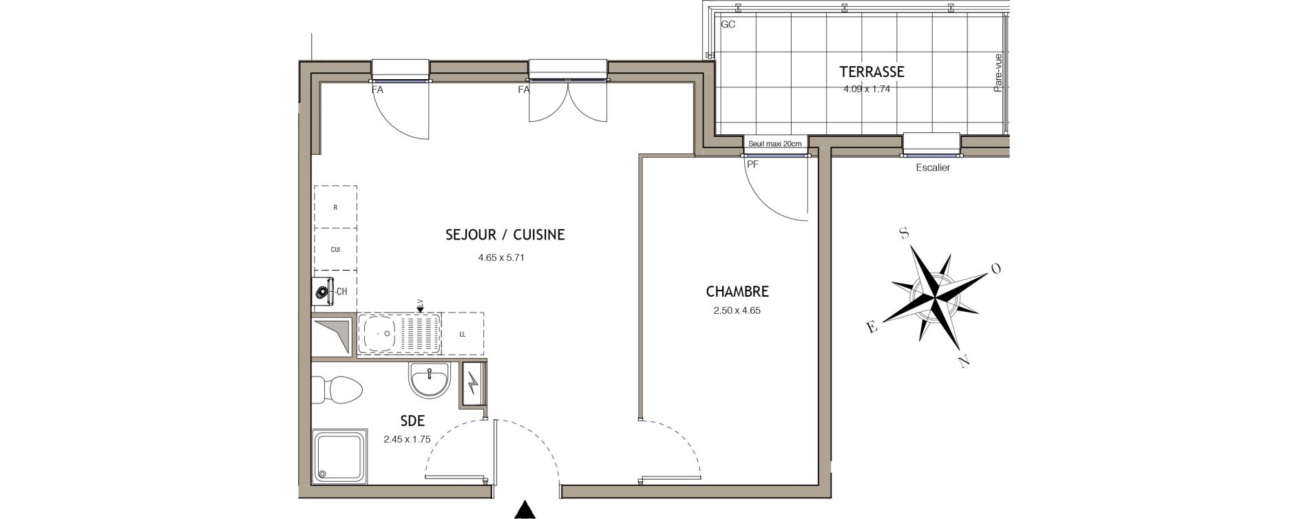 Appartement T2 de 37,96 m2 &agrave; Villiers-Le-Bel Village - val roger