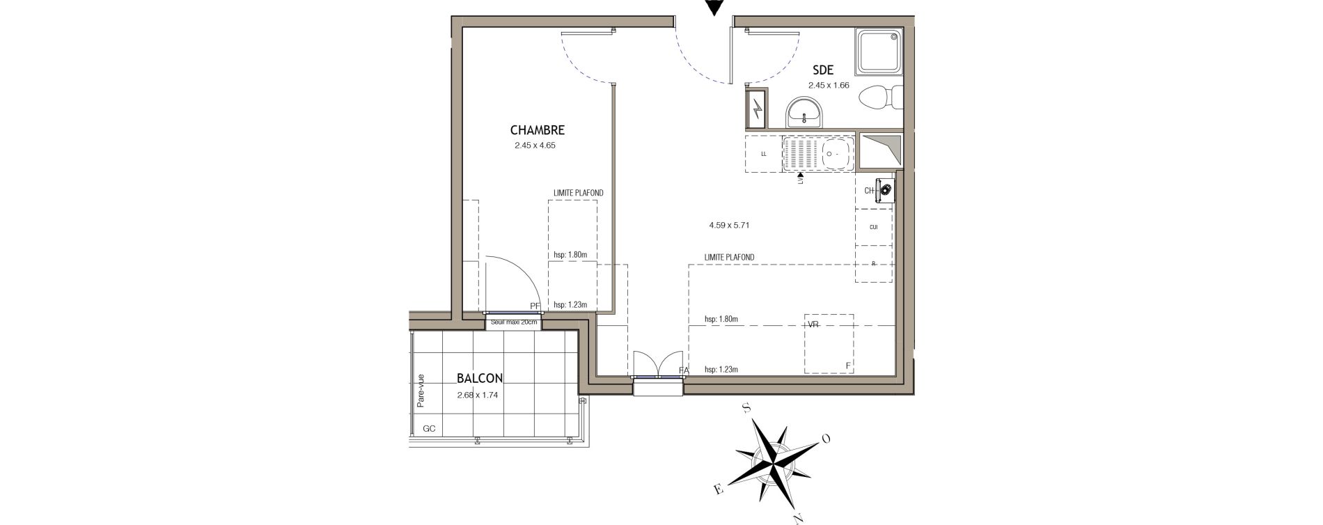 Appartement T2 de 32,94 m2 &agrave; Villiers-Le-Bel Village - val roger