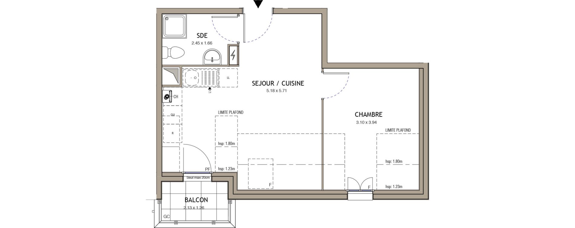 Appartement T2 de 34,54 m2 &agrave; Villiers-Le-Bel Village - val roger