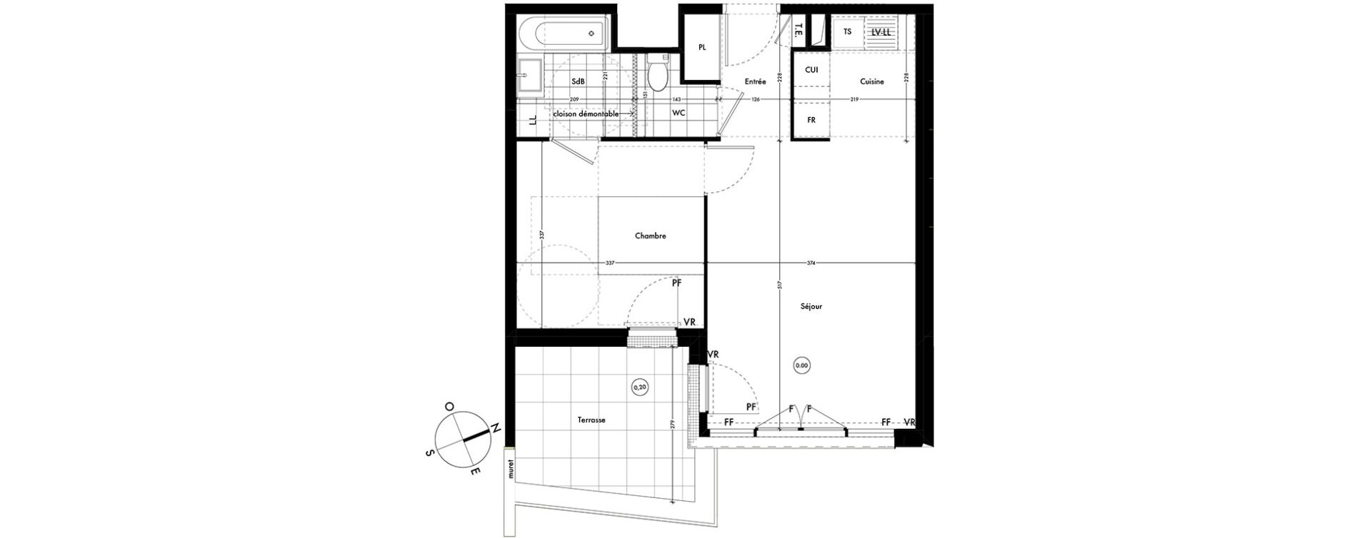 Appartement T2 de 44,97 m2 &agrave; Ach&egrave;res Centre