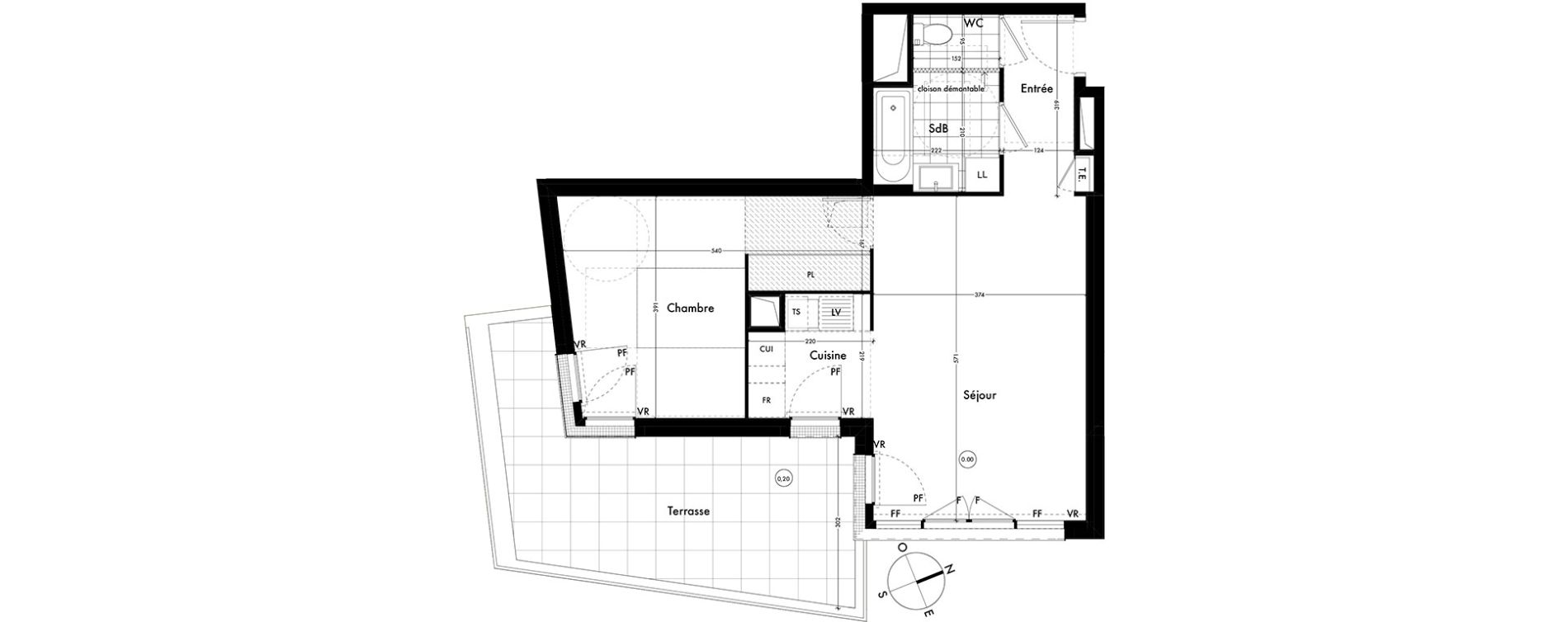 Appartement T2 de 51,24 m2 &agrave; Ach&egrave;res Centre