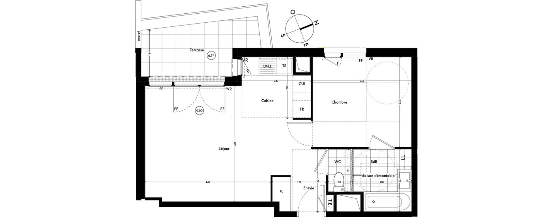 Appartement T2 de 44,50 m2 &agrave; Ach&egrave;res Centre