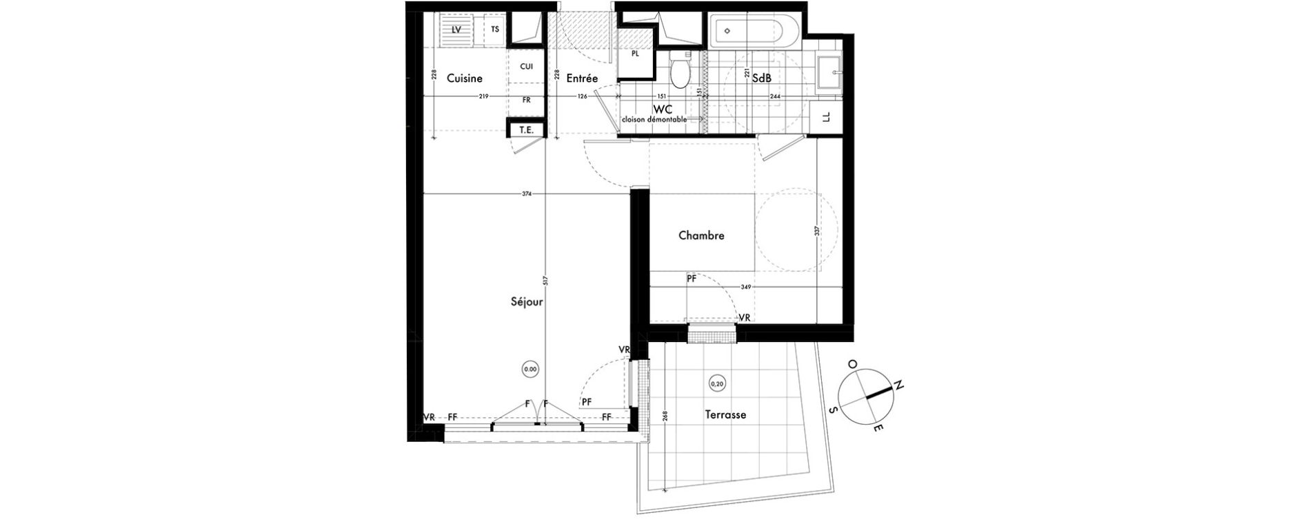 Appartement T2 de 45,75 m2 &agrave; Ach&egrave;res Centre