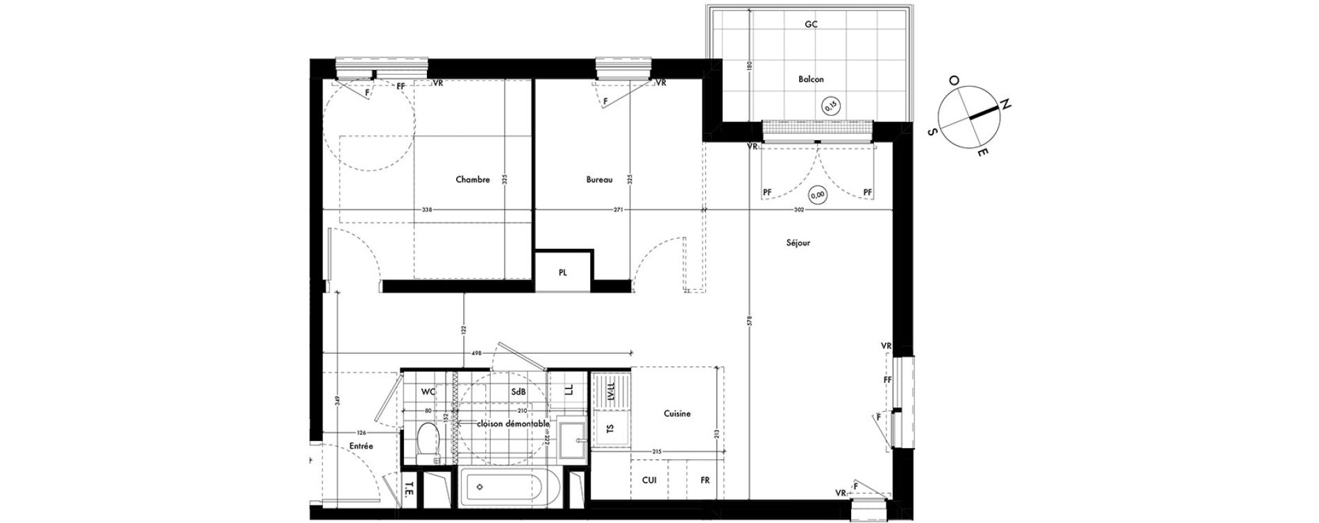 Appartement T2 de 57,51 m2 &agrave; Ach&egrave;res Centre