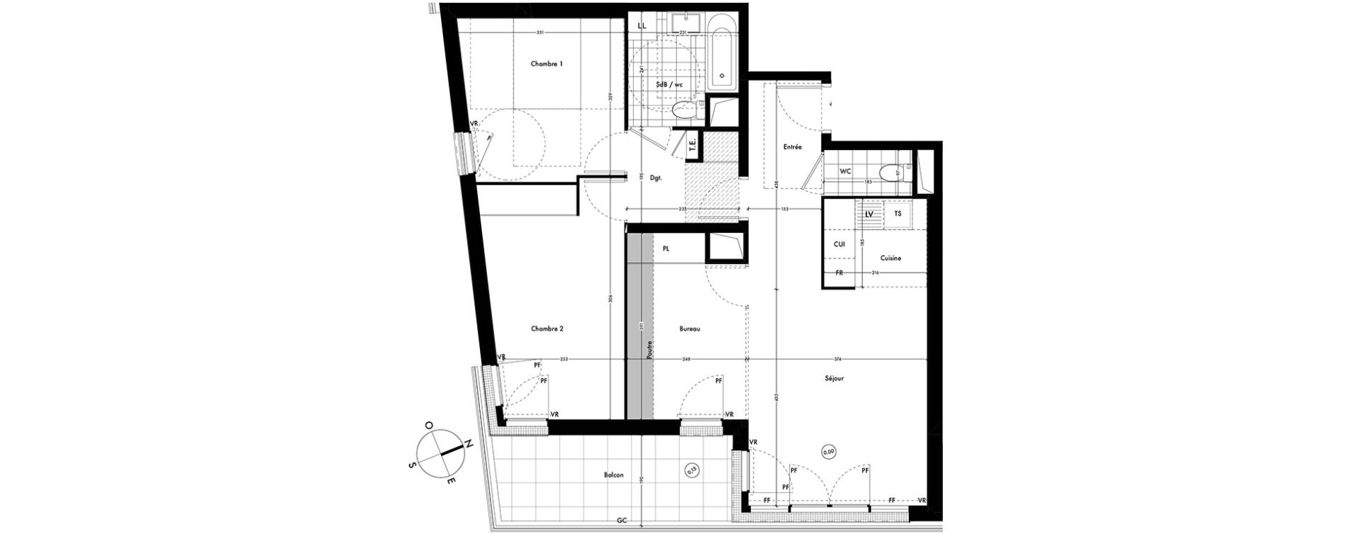 Appartement T3 de 73,29 m2 &agrave; Ach&egrave;res Centre