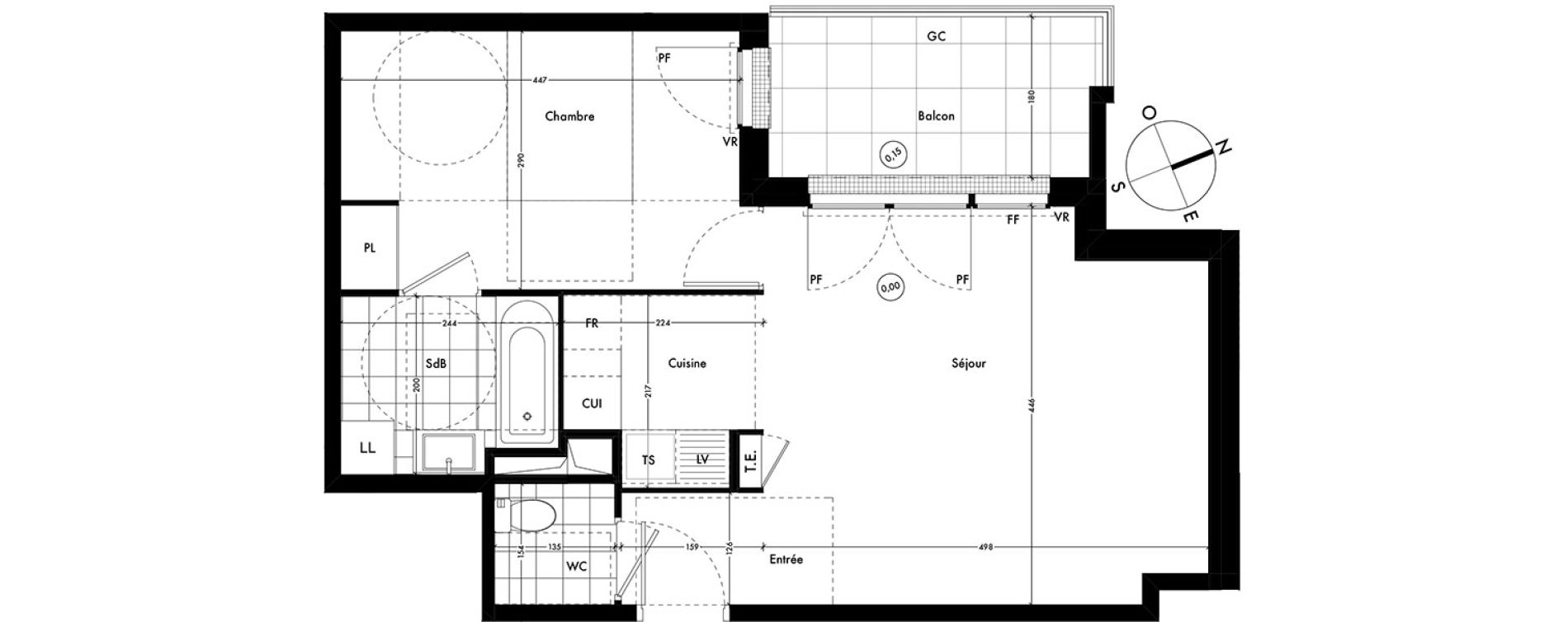 Appartement T2 de 46,84 m2 &agrave; Ach&egrave;res Centre