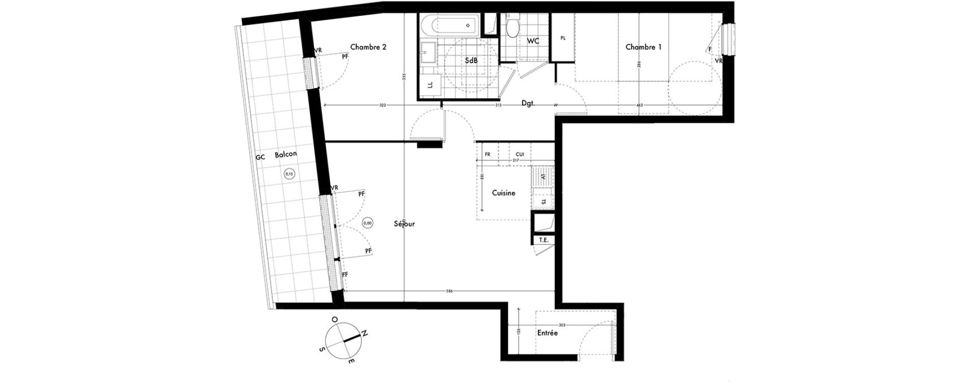 Appartement T3 de 65,91 m2 &agrave; Ach&egrave;res Centre