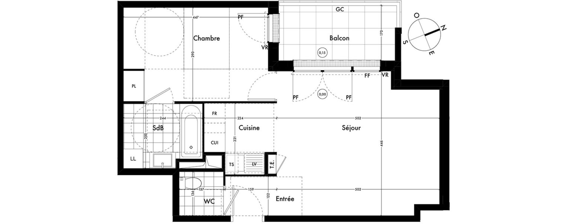 Appartement T2 de 57,07 m2 &agrave; Ach&egrave;res Centre