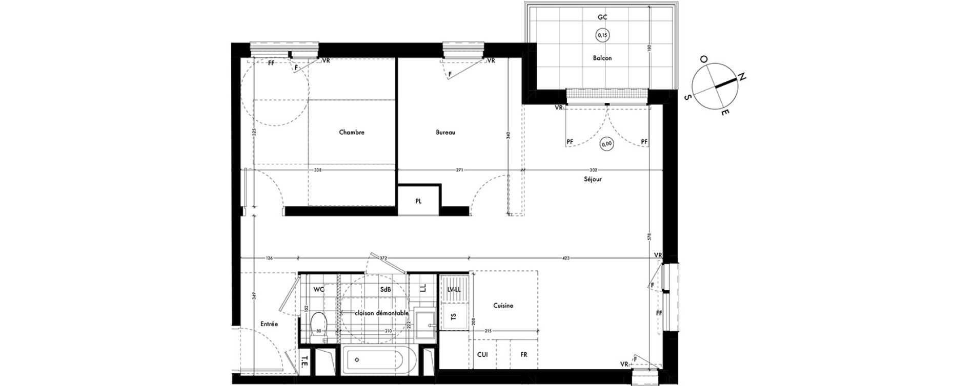 Appartement T2 de 57,51 m2 &agrave; Ach&egrave;res Centre