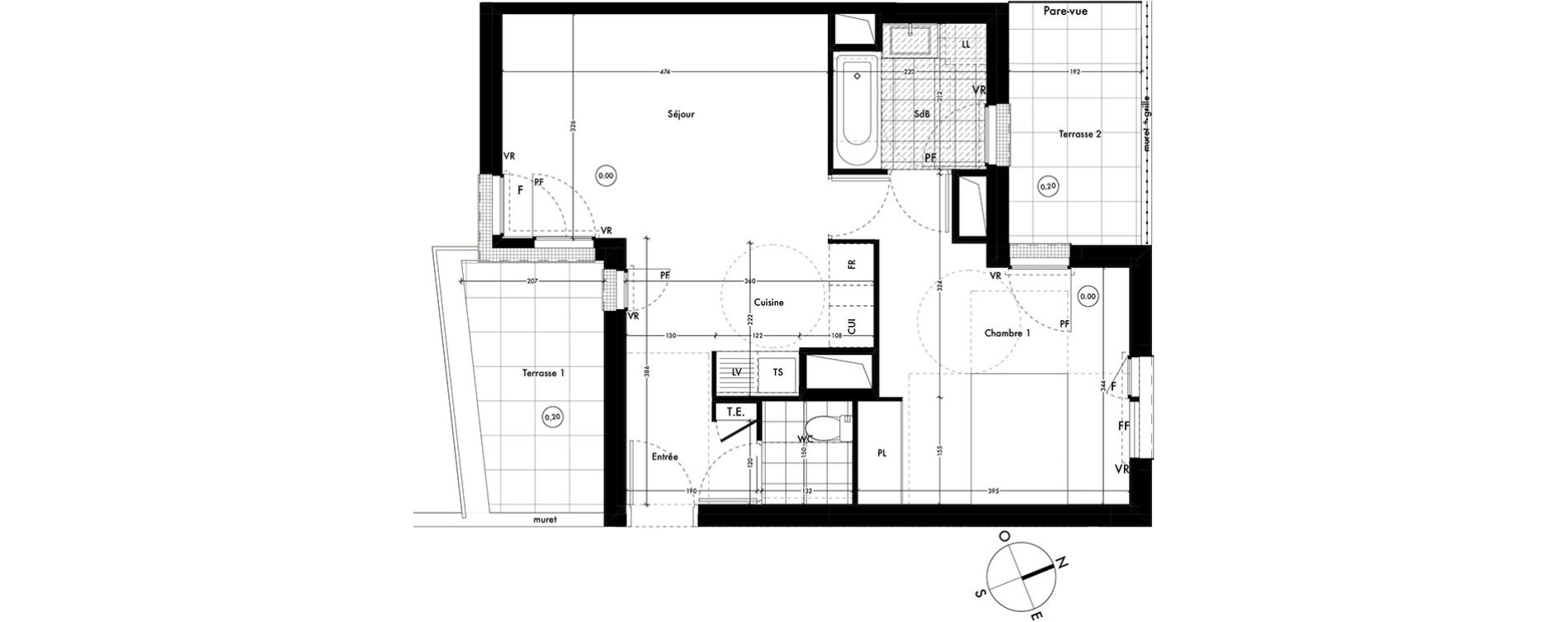 Appartement T2 de 47,27 m2 &agrave; Ach&egrave;res Centre