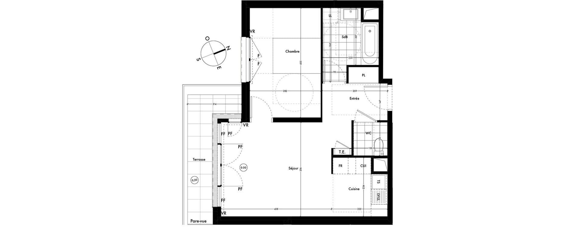 Appartement T2 de 45,93 m2 &agrave; Ach&egrave;res Centre