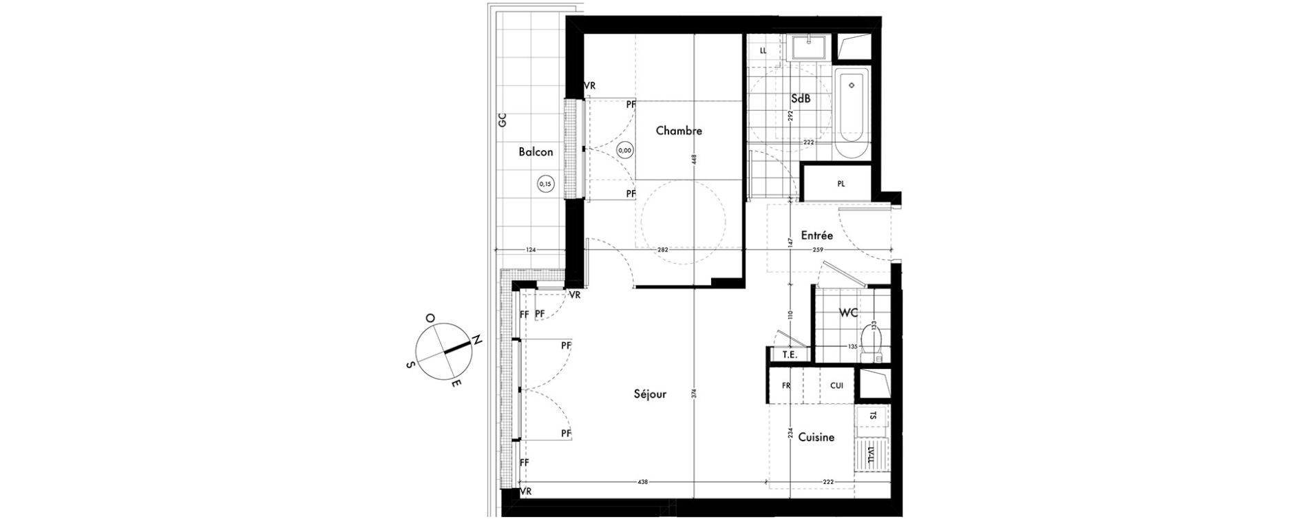 Appartement T2 de 46,22 m2 &agrave; Ach&egrave;res Centre