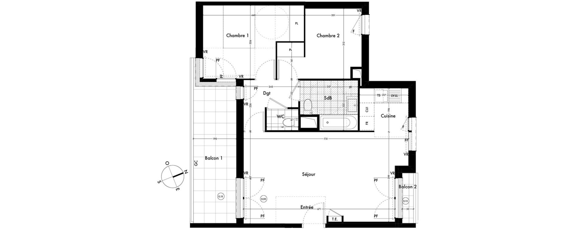 Appartement T3 de 64,40 m2 &agrave; Ach&egrave;res Centre