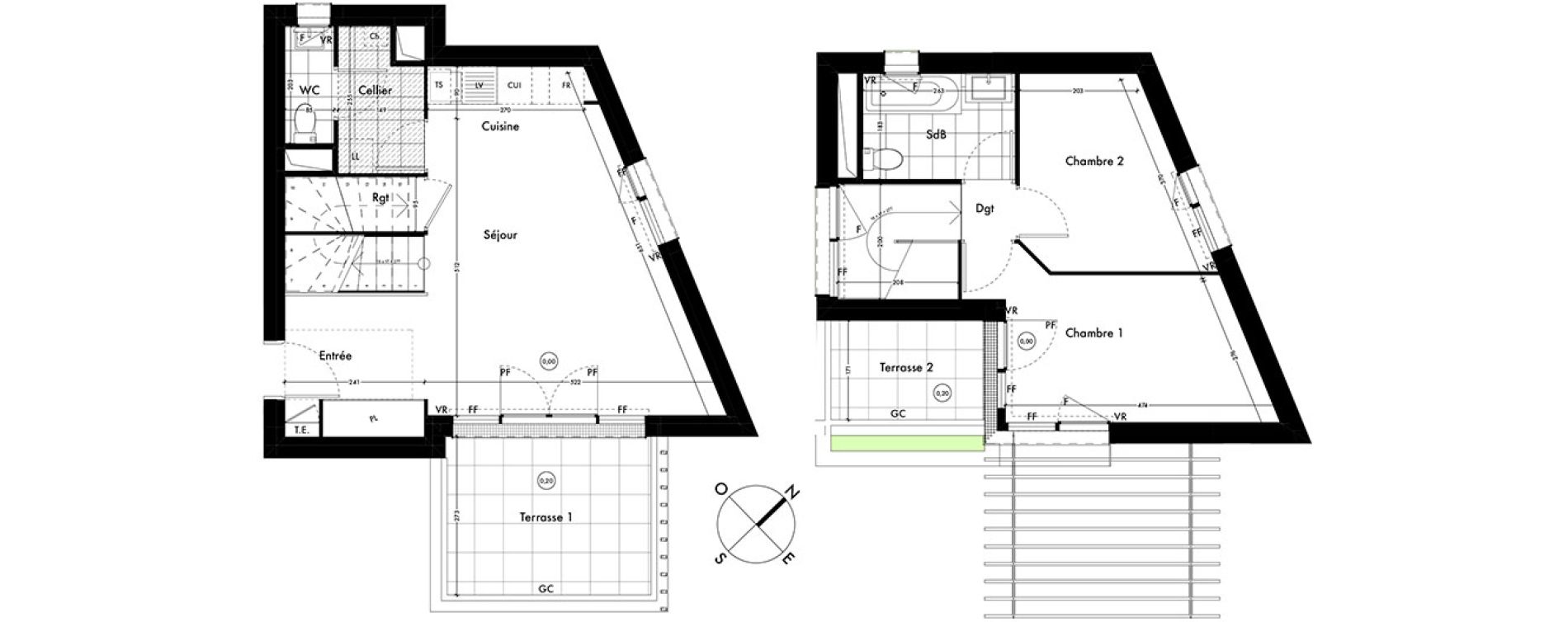 Duplex T3 de 62,65 m2 &agrave; Ach&egrave;res Centre