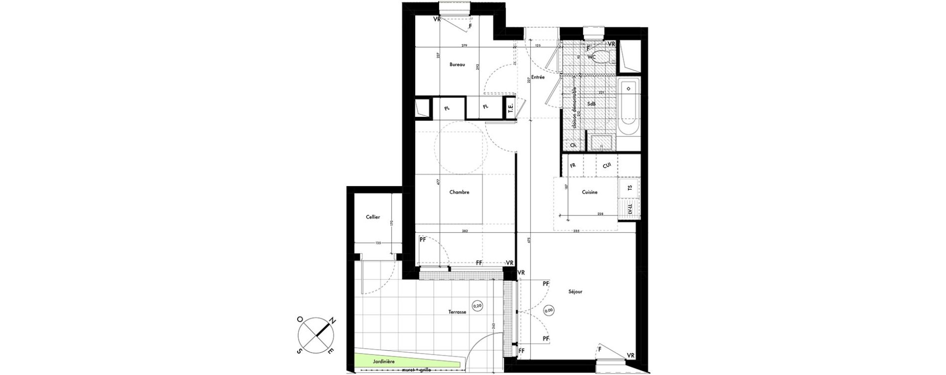 Appartement T2 de 48,55 m2 &agrave; Ach&egrave;res Centre