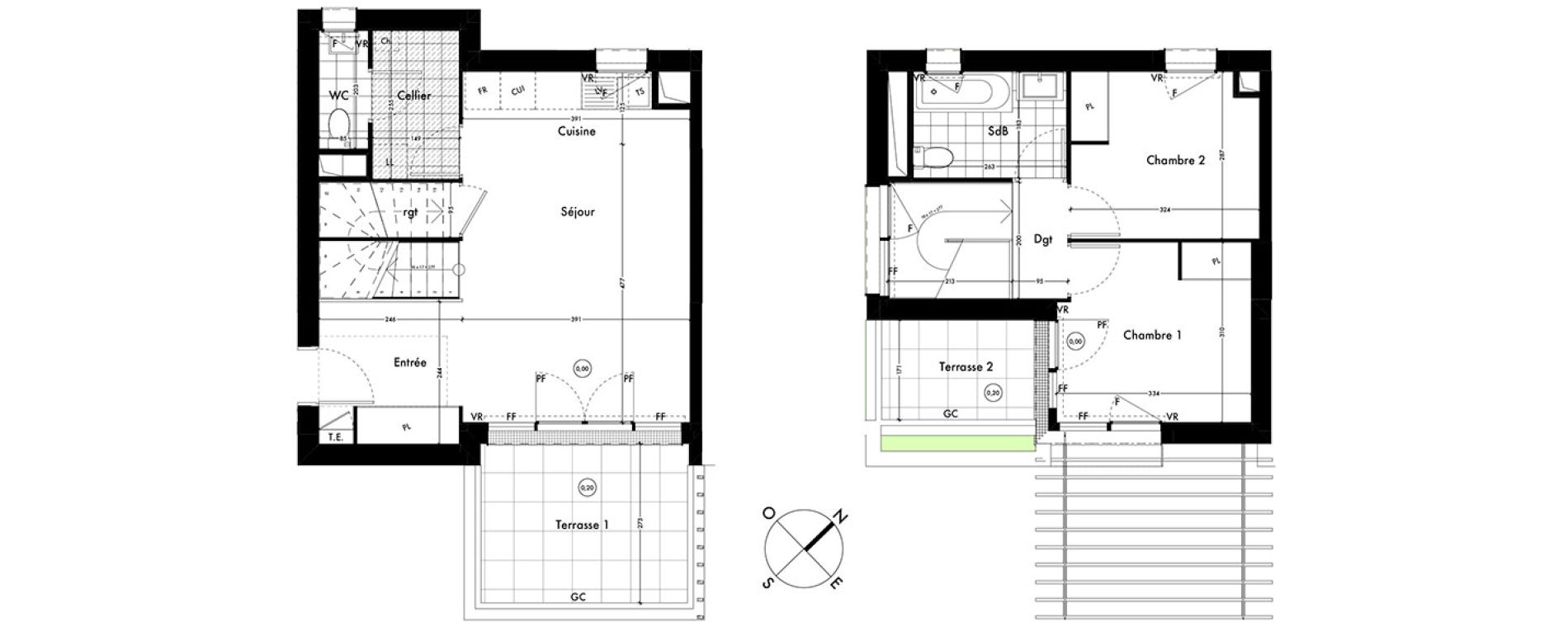 Duplex T3 de 61,59 m2 &agrave; Ach&egrave;res Centre