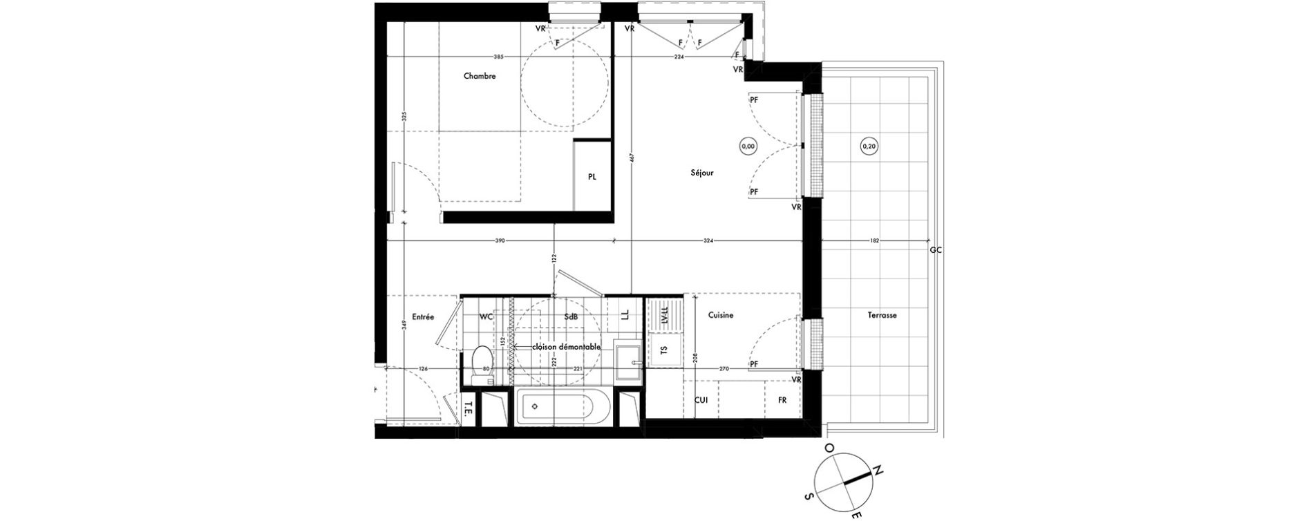 Appartement T2 de 45,69 m2 &agrave; Ach&egrave;res Centre