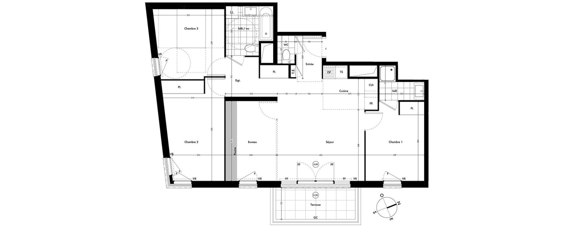 Appartement T4 de 85,24 m2 &agrave; Ach&egrave;res Centre