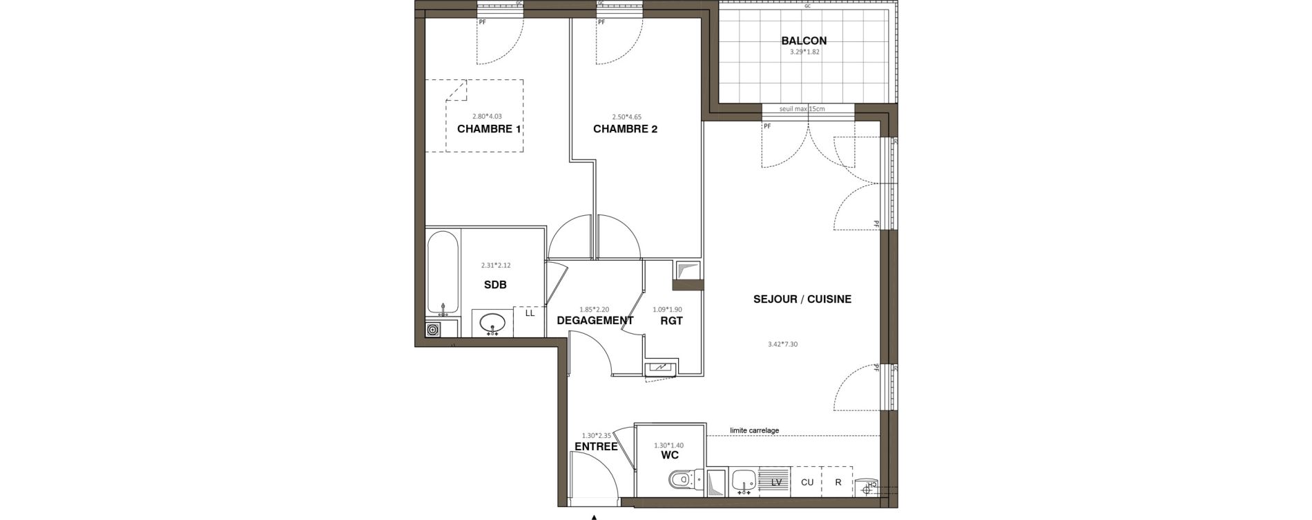 Appartement T3 de 64,17 m2 &agrave; Ach&egrave;res Le ch&ecirc;ne feuillu