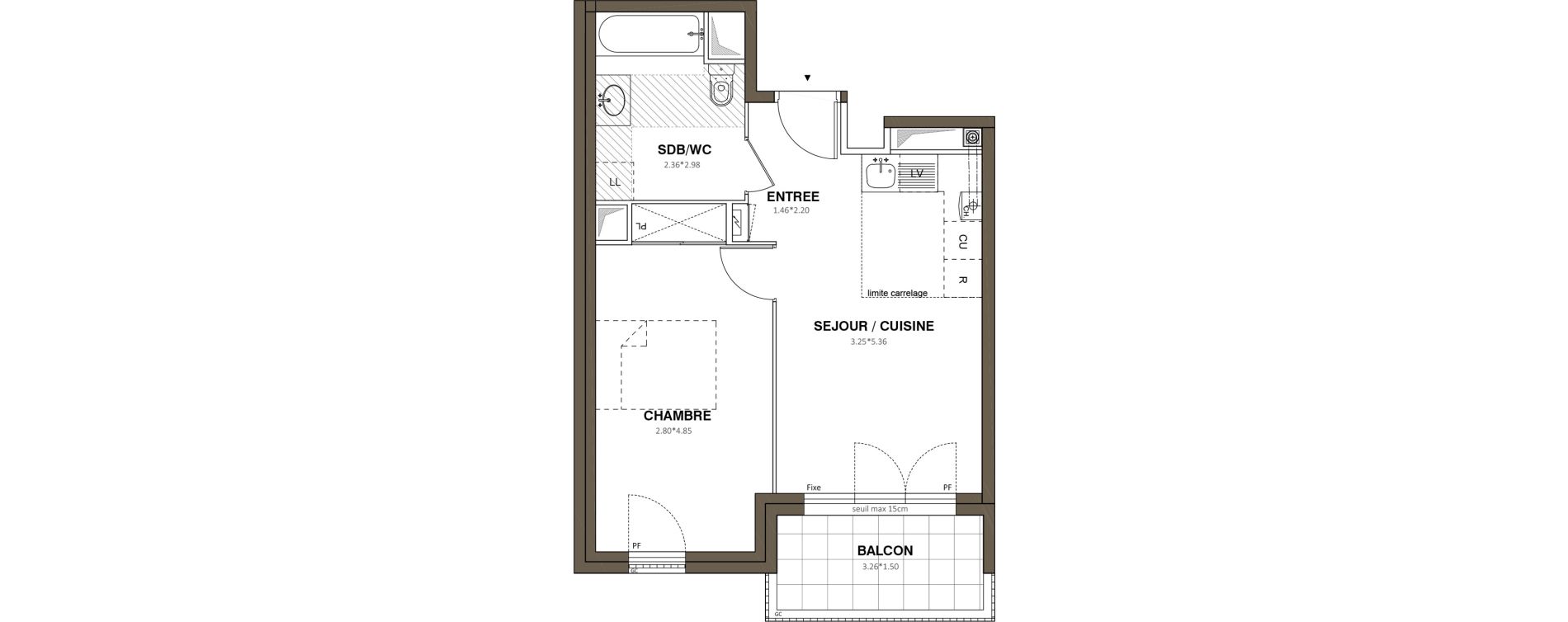 Appartement T2 de 40,00 m2 &agrave; Ach&egrave;res Le ch&ecirc;ne feuillu