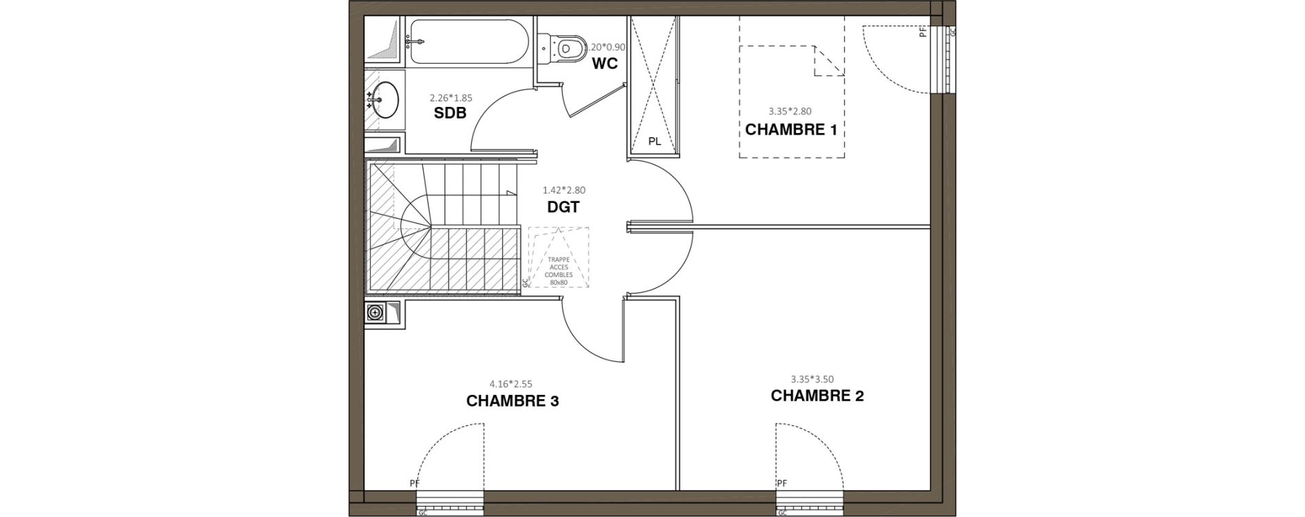 Duplex T4 de 85,74 m2 &agrave; Ach&egrave;res Le ch&ecirc;ne feuillu