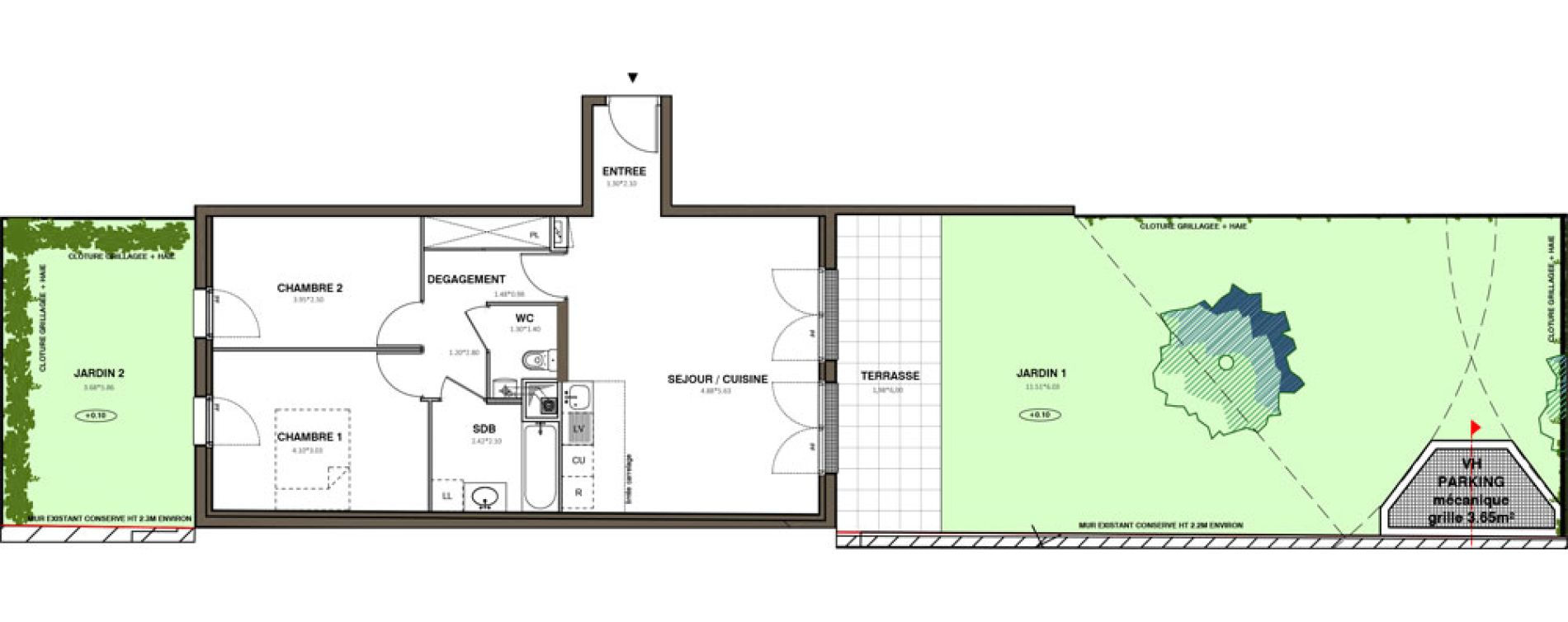 Appartement T3 de 65,18 m2 &agrave; Ach&egrave;res Le ch&ecirc;ne feuillu