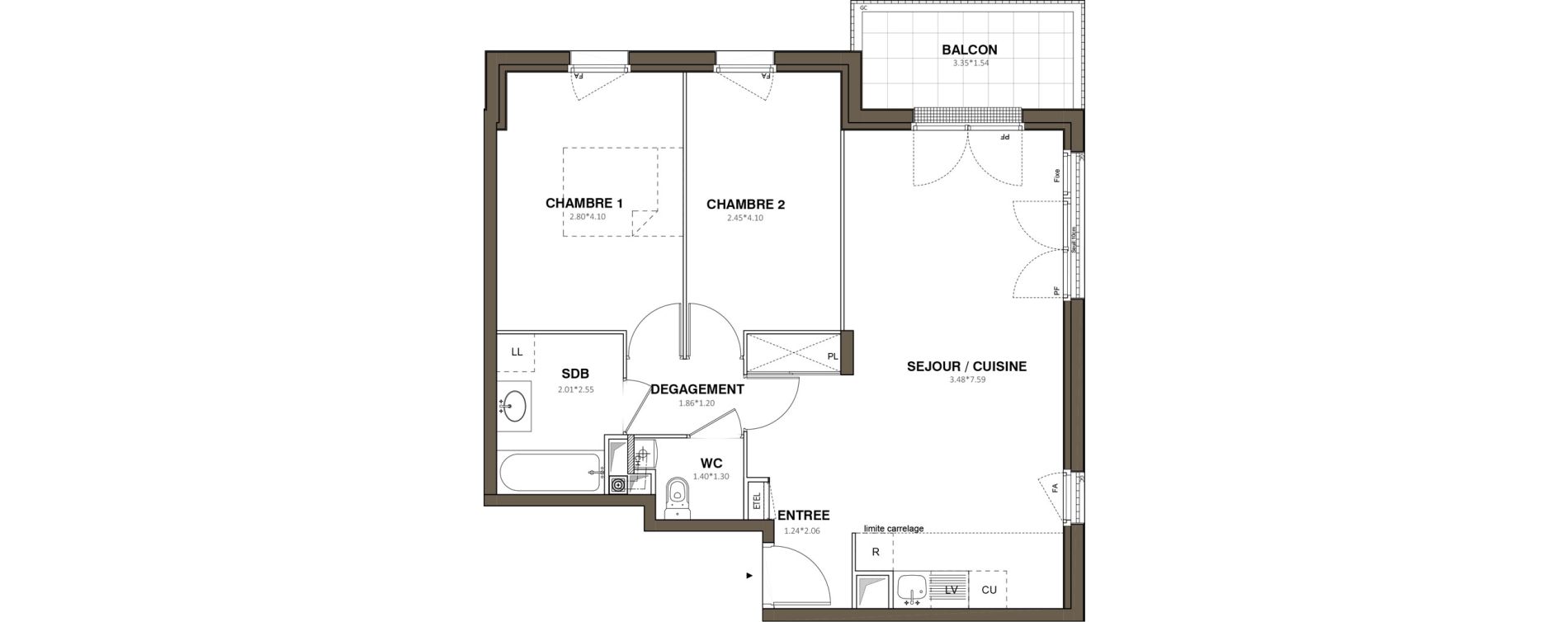 Appartement T3 de 63,55 m2 &agrave; Ach&egrave;res Le ch&ecirc;ne feuillu