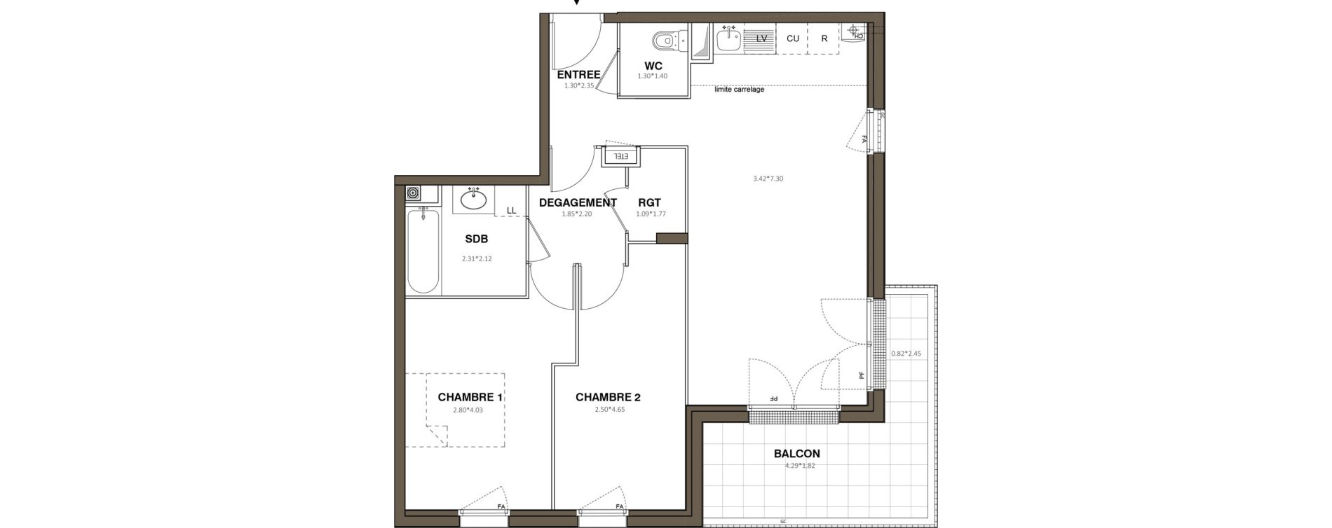 Appartement T3 de 64,26 m2 &agrave; Ach&egrave;res Le ch&ecirc;ne feuillu