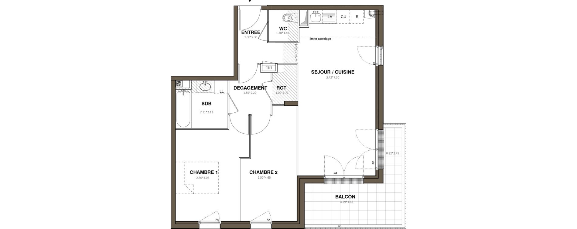 Appartement T3 de 64,26 m2 &agrave; Ach&egrave;res Le ch&ecirc;ne feuillu