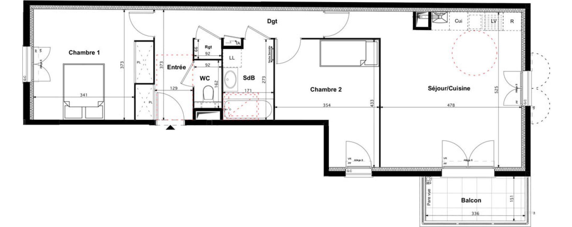 Appartement T3 de 69,50 m2 &agrave; Ach&egrave;res Montsouris