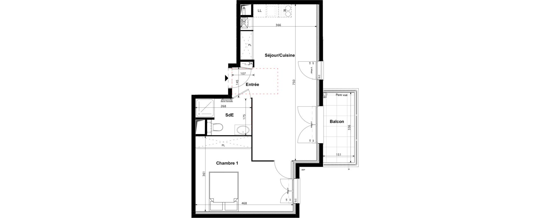 Appartement T2 de 44,30 m2 &agrave; Ach&egrave;res Montsouris